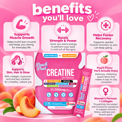 Peach Creatine + Collagen for Women – 30 On-the-Go Packets